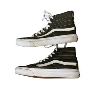 NWOB VANS SK-8 high top olive drab suede & canvas sneakers shoes, 5.5 / 7